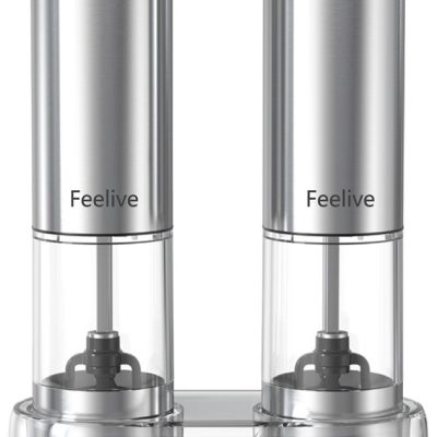 Feelive Rechargeable Pepper And Salt Grinder 2 Set With Stand