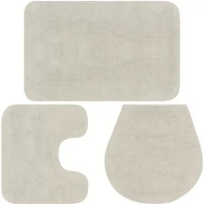 Casey Bathroom Cream 3 Piece Mat Set