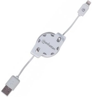 Manhattan iLynk Lightning Cable Retractable 1m White