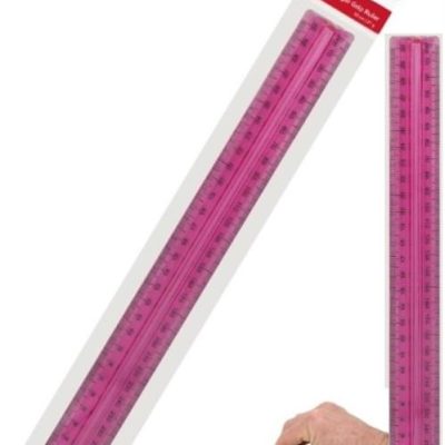 Marlin 30cm Finger Grip Clear Pink Ruler