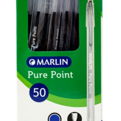 Marlin Pure Point Transparent Pens Box of 50 Blue