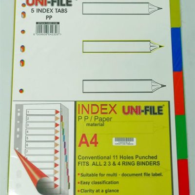 Uni File A4 5 Index Tabs Uni File Dividers