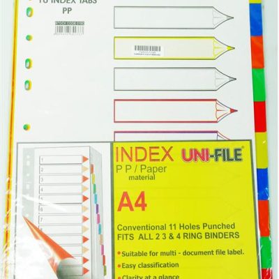 Uni File A4 10 Index Tabs File Dividers