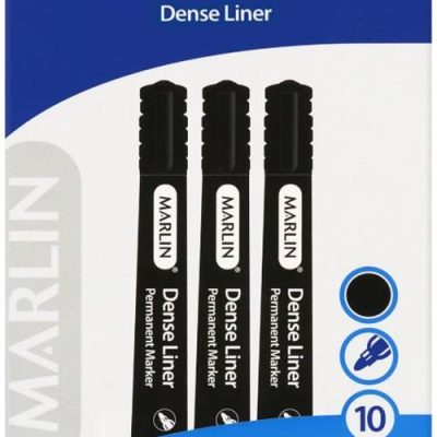 Marlin Dense Permanent Markers Black 10