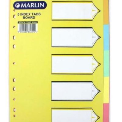 Marlin File Dividers Bright C/BOARD 1- 5