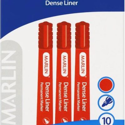 Marlin Dense Permanent Markers Red 10