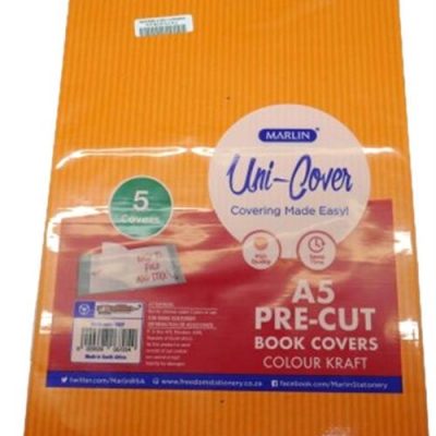 Marlin Kids A5 Precut Book Cover Orange 5 Pack