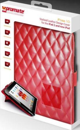Promate Red iPose.10-Stylized Leather Design Cover