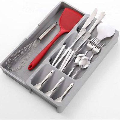 Casey Cutlery 9 Compartments Drawer Organizer Colour Grey