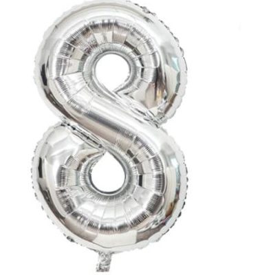 Casey 102cm Silver Balloon Number 8