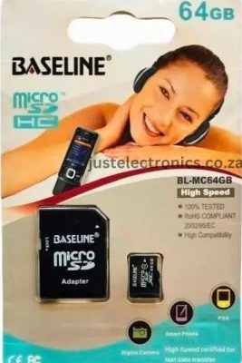 Baseline 64GB MicroSDHC CL10 Memory Card