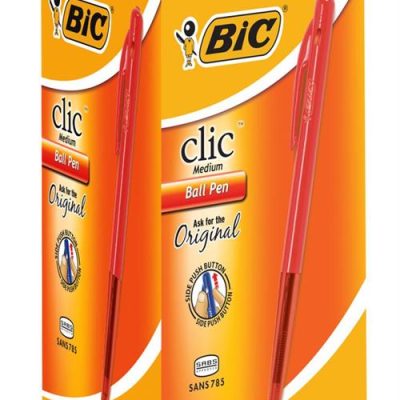 Bic Clic Red Medium Ballpoint Pens with Retractable Side