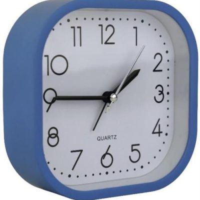 Casey Bedside Square Alarm Clock 12cm Blue