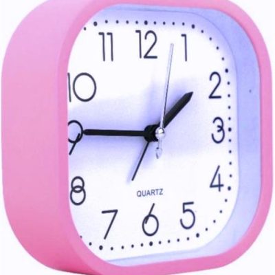 Casey Bedside Square Alarm Clock 12cm Pink