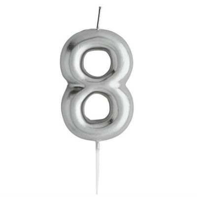 Casey 10cm Silver Numerical Birthday Candle Nr.8