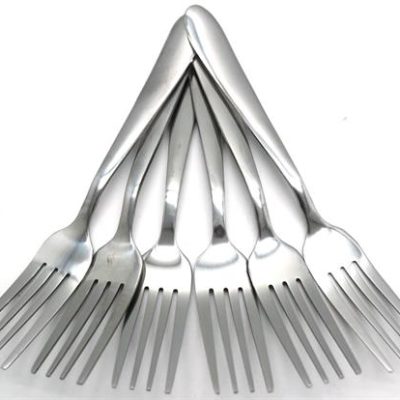 Casey Catering 6 Piece Stainless Steel Dinner Dessert Forks -Plain Design
