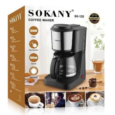 Sokany 900ml Black and Silver Coffee Maker