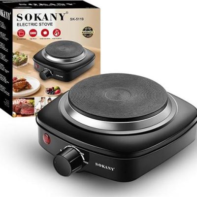Sokany Black Single Solid Hotplate Stove