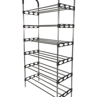 Nordic Wind Black 6 Tier 18 Shoe Steel Rack