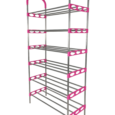 Nordic Wind Pink 6 Tier 18 Shoe Steel Rack