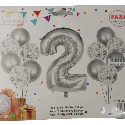Casey 13pc Silver and White Balloon Set Nr 2