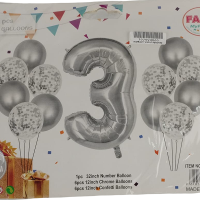 Casey 13pc Silver and White Balloon Set Nr 3