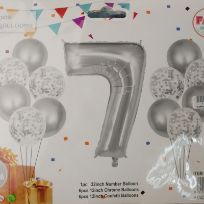 Casey 13pc Silver and White Balloon Set Nr 7