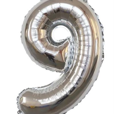 Casey 102cm Silver Balloon Number 9