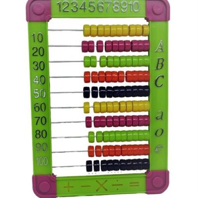 Brainware Bear Green Plastic Abacus 100 Beads Flatboard