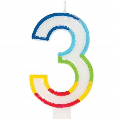 Casey 7cm Multicolor Numerical Birthday Candle Nr.3