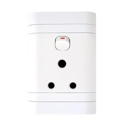Lesco Single Three-Pin Wall Plug White H100xW50