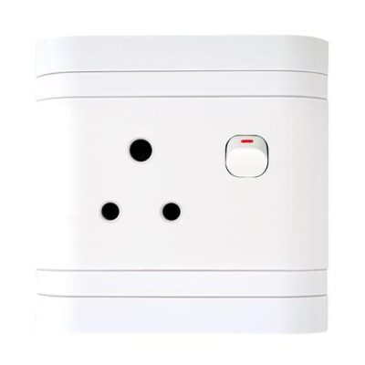 Lesco Single Three-Pin Wall Plug White H100xW100