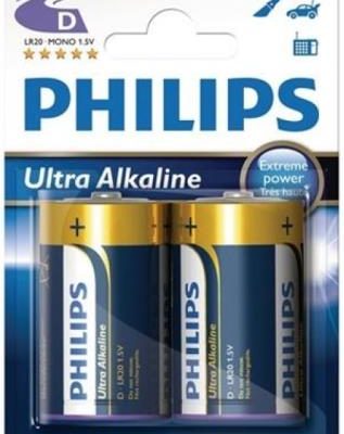 Philips Ultra Alkaline Battery LR20E2B 2 x Type D