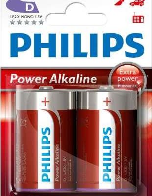Philips Power Alkaline Battery LR20P2B 2 X D Alkaline
