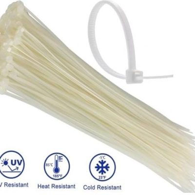 Noble 2.5 x 100mm Pack of 100 White Nylon Cable Ties