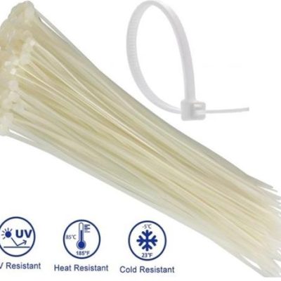 Noble 3.6 x 250mm Pack of 100 White Nylon Cable Ties
