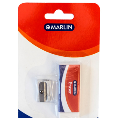 Marlin Metal Sharpener 1 hole and eraser 60 x 20 x 10mm