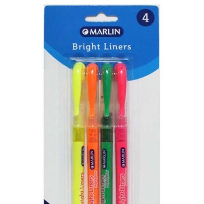 Marlin Bright Liners Pen Type Highlighters assorted colours