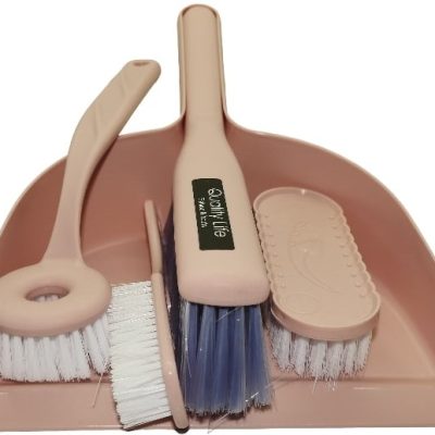 Casey 5 Piece Handheld Dust Pan And Brush Set Pink