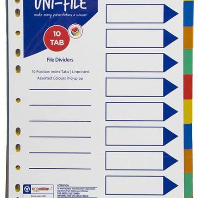 MARLIN FILE DIVIDERS JAN - DEC POLYPROP