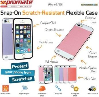 Promate Purple Grosso i5 Striped FlexiGrip Snap Case