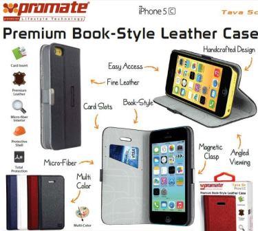 Promate White Tava 5C Book-Style Flip Case
