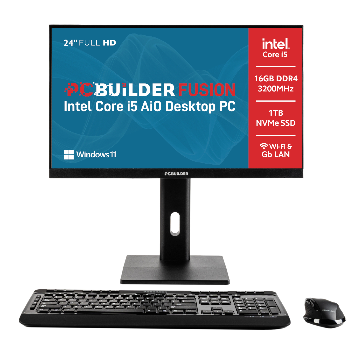PCBuilder FUSION 24′′ Intel Core i5-14400 Windows 11 AiO Desktop PC